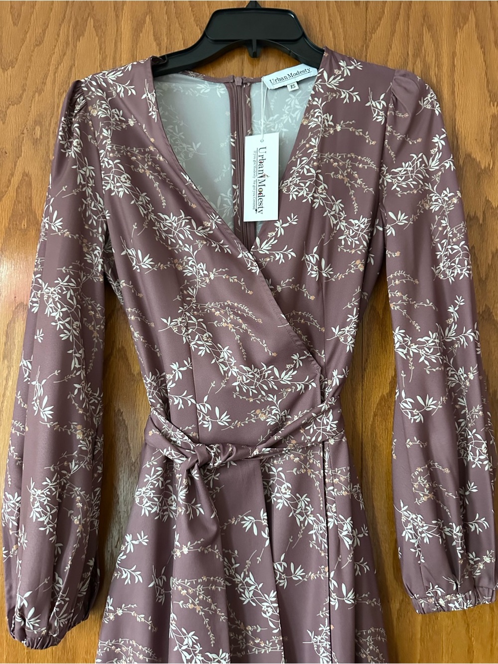 Urban Modesty Mauve Floral Wrap maxi Hijab Dress
